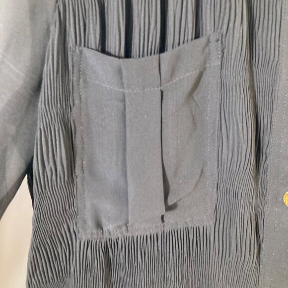 Womens Ganni Pleated Georgette‎ Shirt Dress Black 2/EU34 Crinkled Polyester - Picture 5 of 11